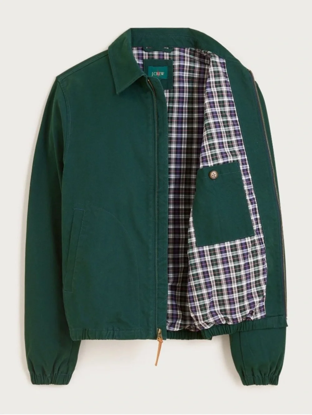 J Crew Harrington Jacket in Cotton Twill Green Size Medium